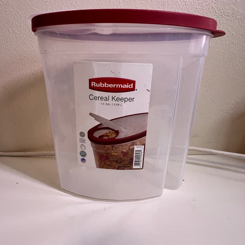 Rubbermaid 1.5 Gallon Cereal Keeper Clear Red Lid 5.68L BPA Free Storage 1923817